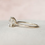 4.0 CT Elongated Cushion Moissanite Hidden Halo Setting Engagement Ring