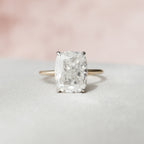 4.0 CT Elongated Cushion Moissanite Hidden Halo Setting Engagement Ring