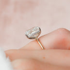 4.0 CT Elongated Cushion Moissanite Hidden Halo Setting Engagement Ring