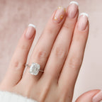 6.0 CT Elongated Cushion Moissanite Hidden Halo Engagement Ring