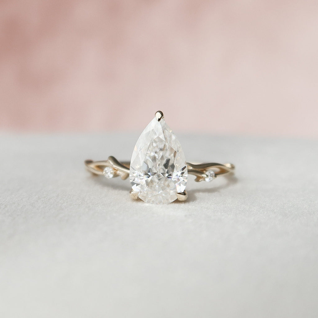 2.0 CT Pear Moissanite Nature Inspired Twig Style Engagement Ring