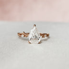 1.50 CT Pear Moissanite Nature Inspired Engagement Ring