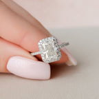 2.0 CT Radiant Cut Moissanite Halo Engagement Ring