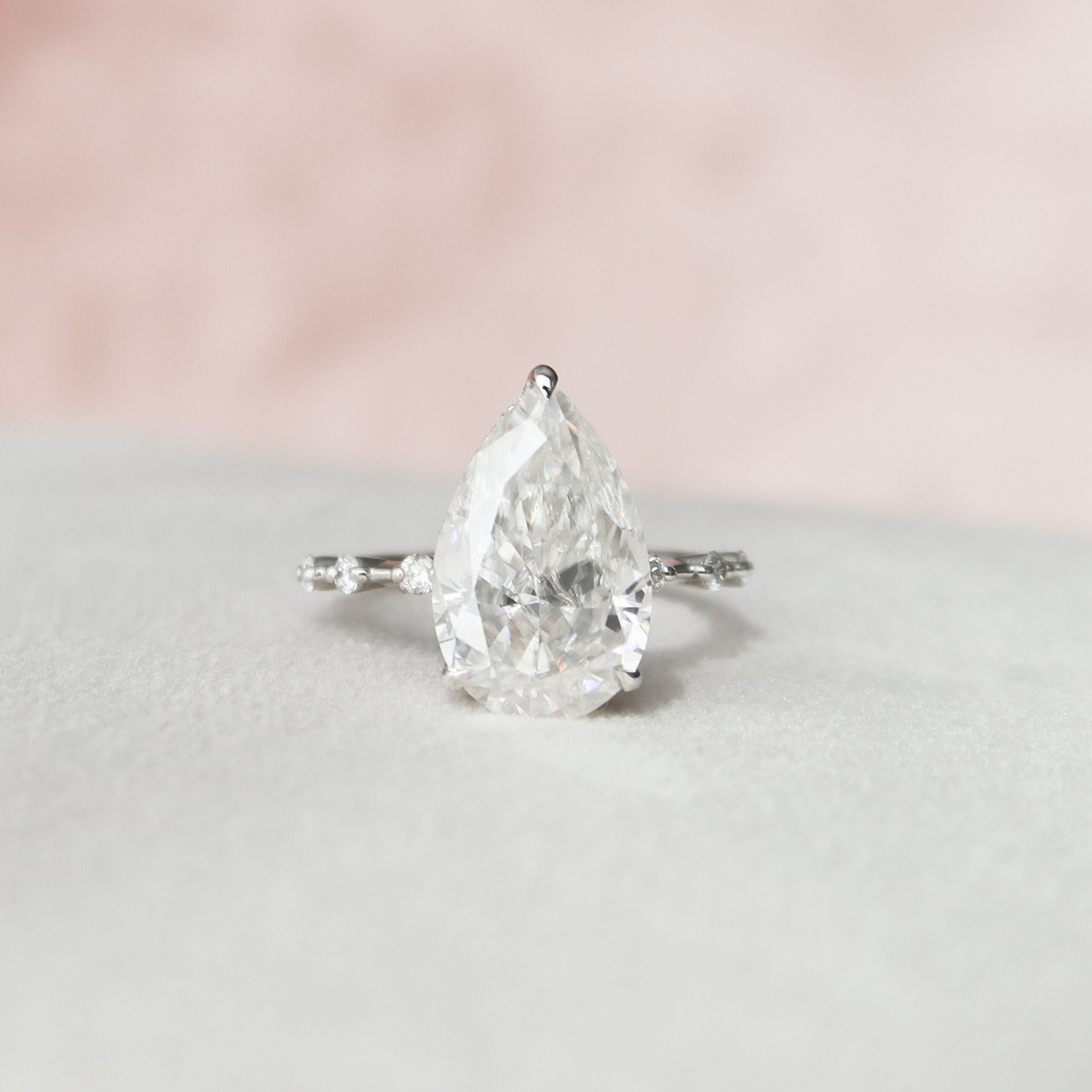 3.50 CT Pear Moissanite Hidden Halo Style Engagement Ring