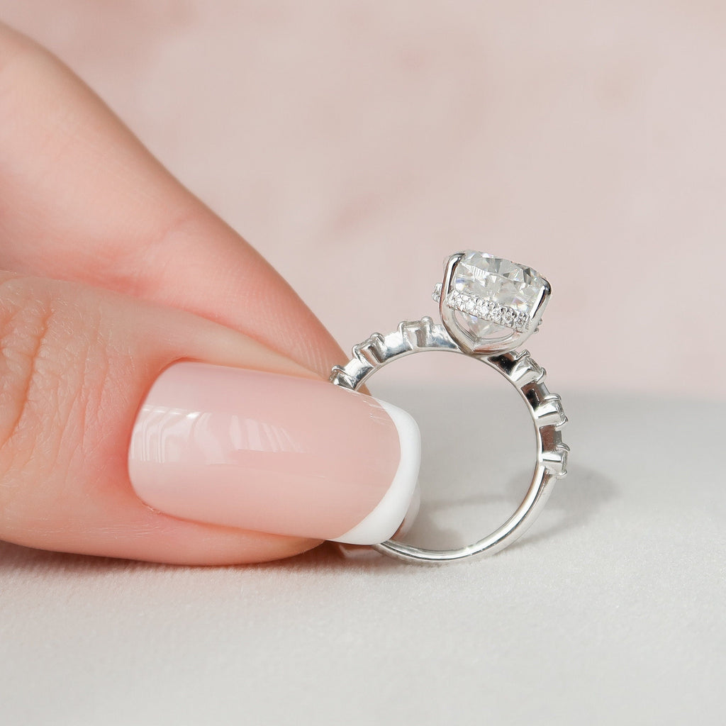 3.50 CT Pear Moissanite Hidden Halo Style Engagement Ring