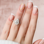 3.50 CT Pear Moissanite Hidden Halo Style Engagement Ring