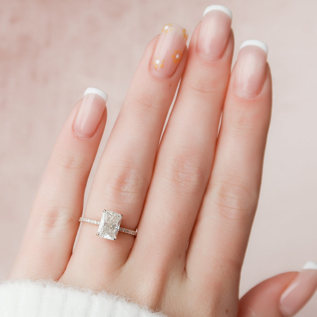 2.0 CT Radiant Moissanite Pave Engagement Ring