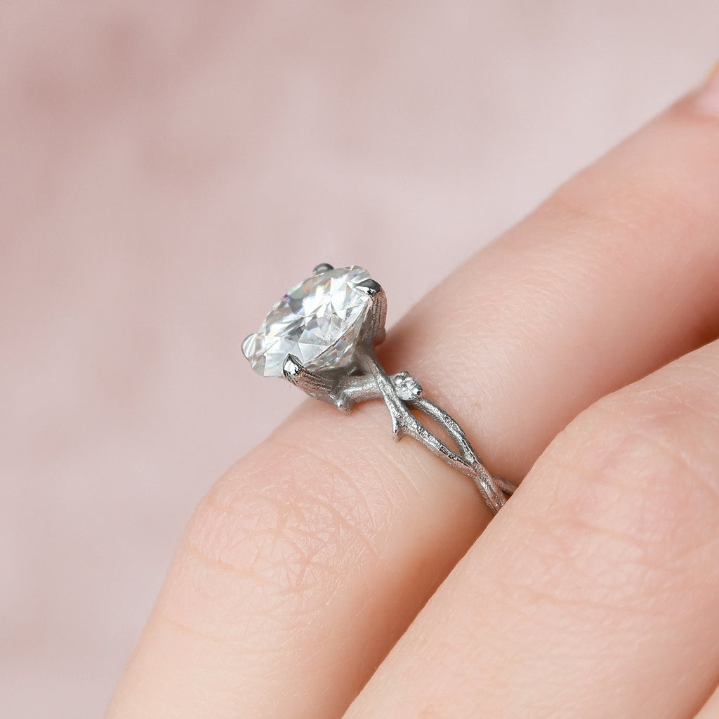 2.50 CT Round Moissanite Nature Inspired Twig Style Engagement Ring