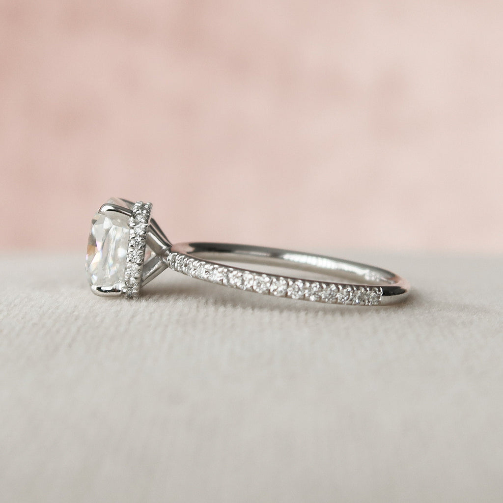 2.50 CT Cushion Moissanite Pave Setting Engagement Ring