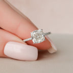 2.50 CT Cushion Moissanite Pave Setting Engagement Ring