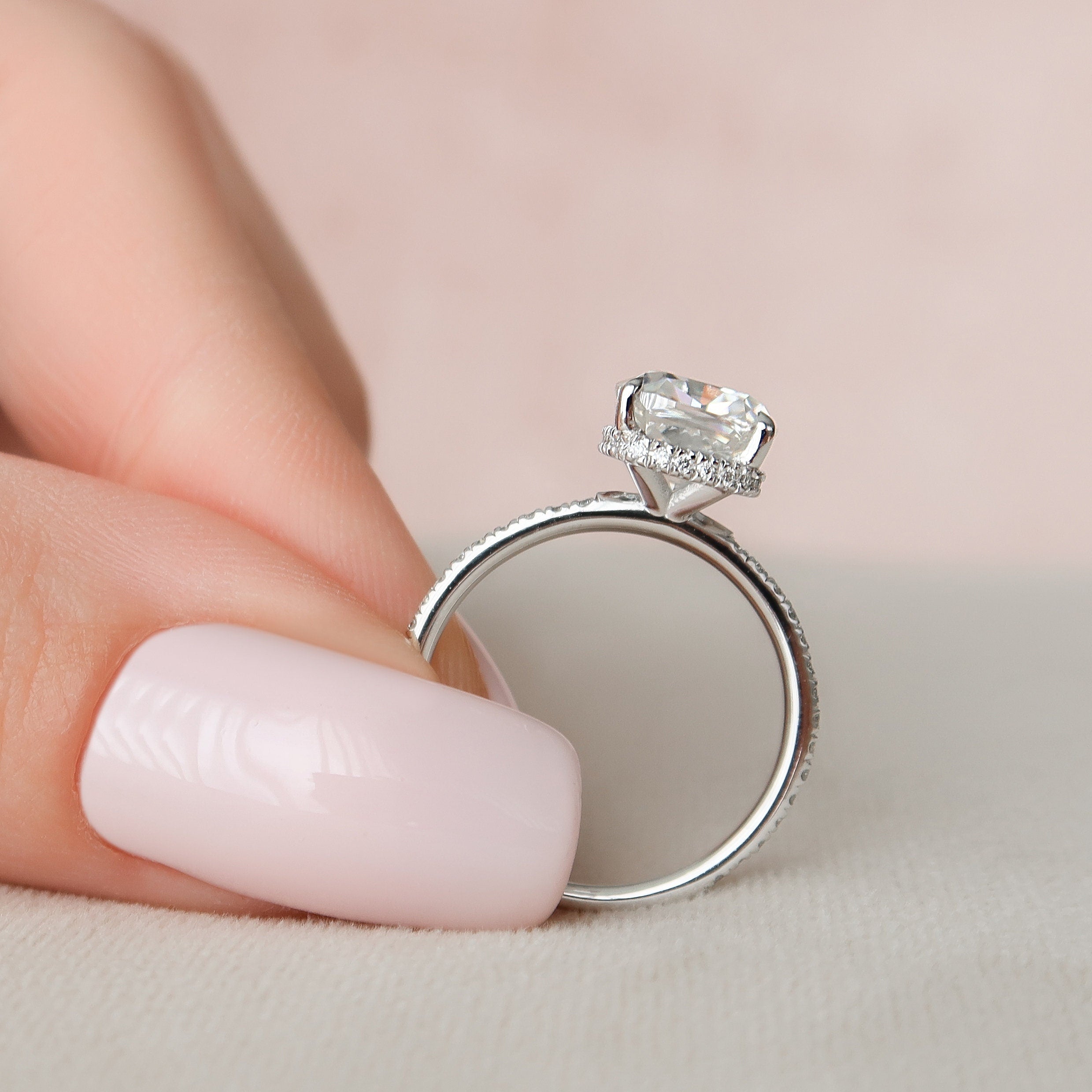 2.50 CT Cushion Moissanite Pave Setting Engagement Ring