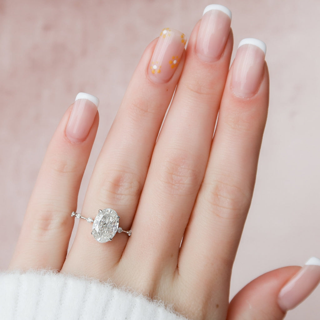 3.0 CT Oval Moissanite Dainty Style Engagement Ring