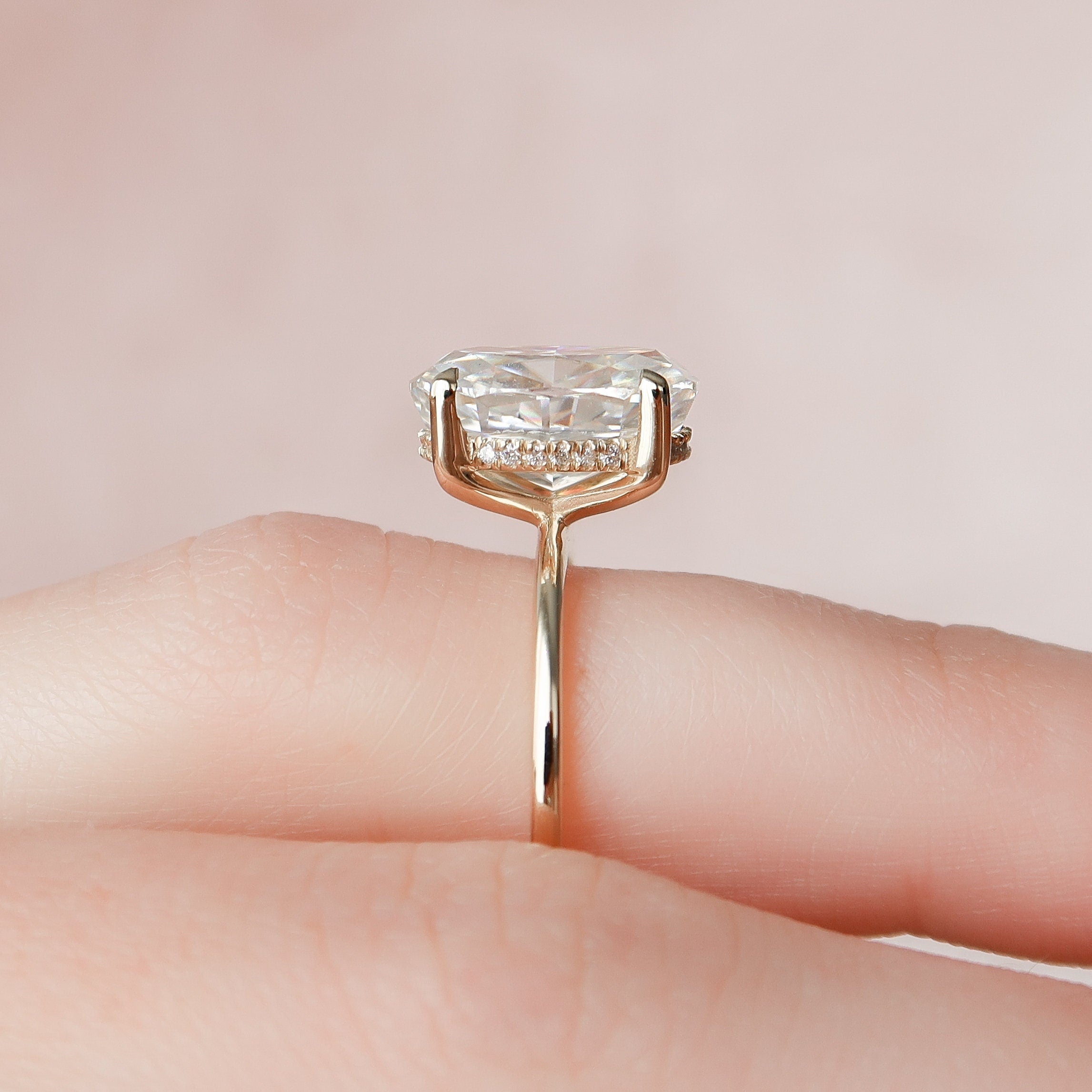 3.50 CT Oval Moissanite Hidden Halo Engagement Ring