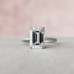 3.0 CT Emerald Moissanite Hidden Halo Pave Setting Engagement Ring