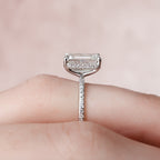 3.0 CT Emerald Moissanite Hidden Halo Pave Setting Engagement Ring