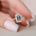 3.0 CT Emerald Moissanite Hidden Halo Pave Setting Engagement Ring