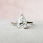 2.0CT Pear Moissanite Solitaire Engagement Ring With Hidden Halo Setting