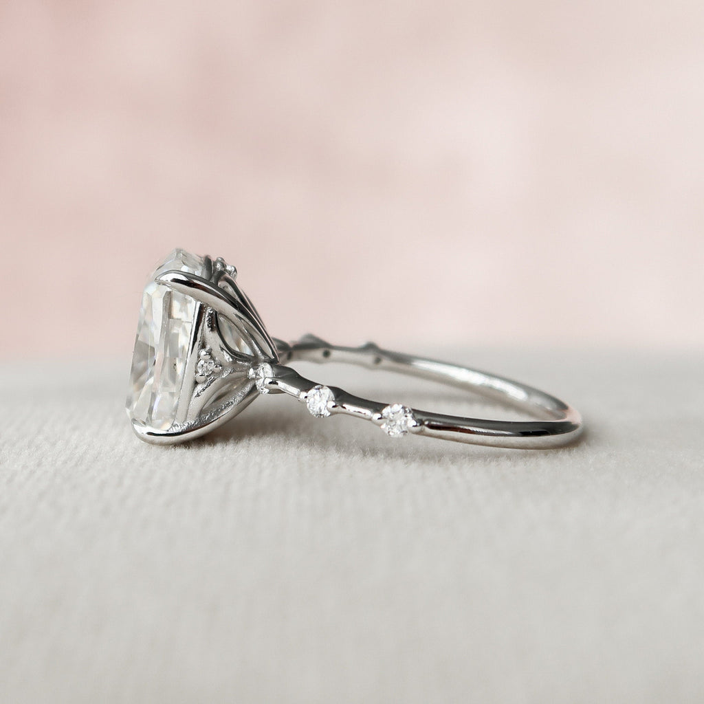 5.0 CT Elongated Cushion Moissanite Dainty Style Engagement Ring