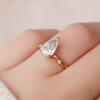 1.50 CT Pear Moissanite Nature Inspired Engagement Ring