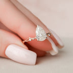 1.50 CT Pear Moissanite Nature Inspired Engagement Ring
