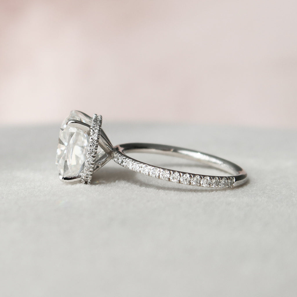 4.50 CT Cushion Moissanite Pave Engagement Ring