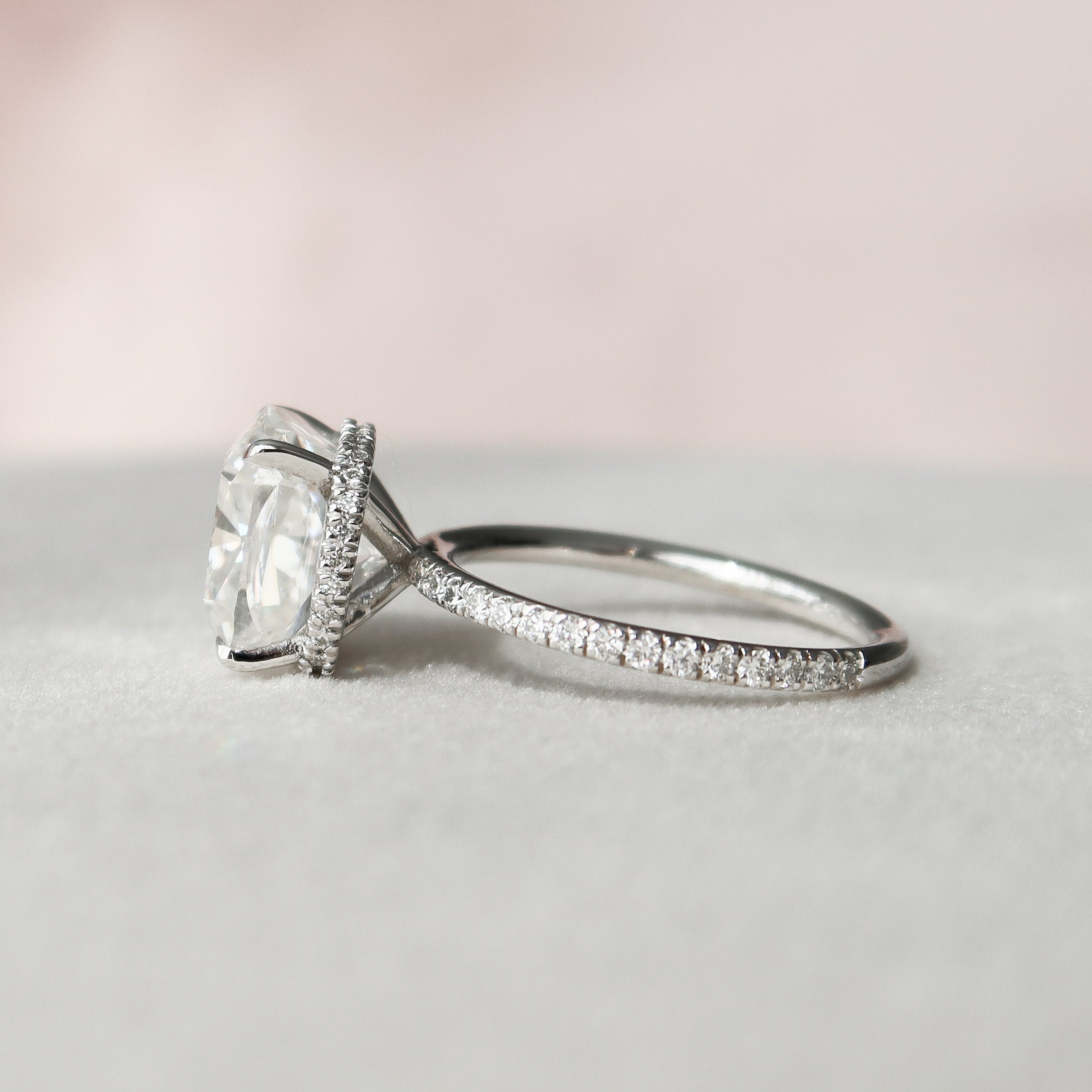 4.50 CT Cushion Moissanite Pave Engagement Ring