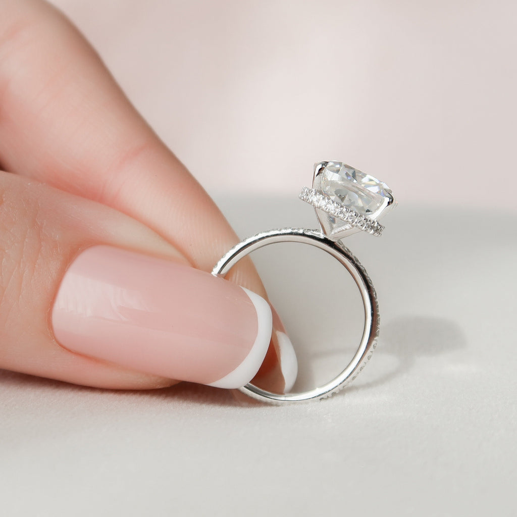 4.50 CT Cushion Moissanite Pave Engagement Ring
