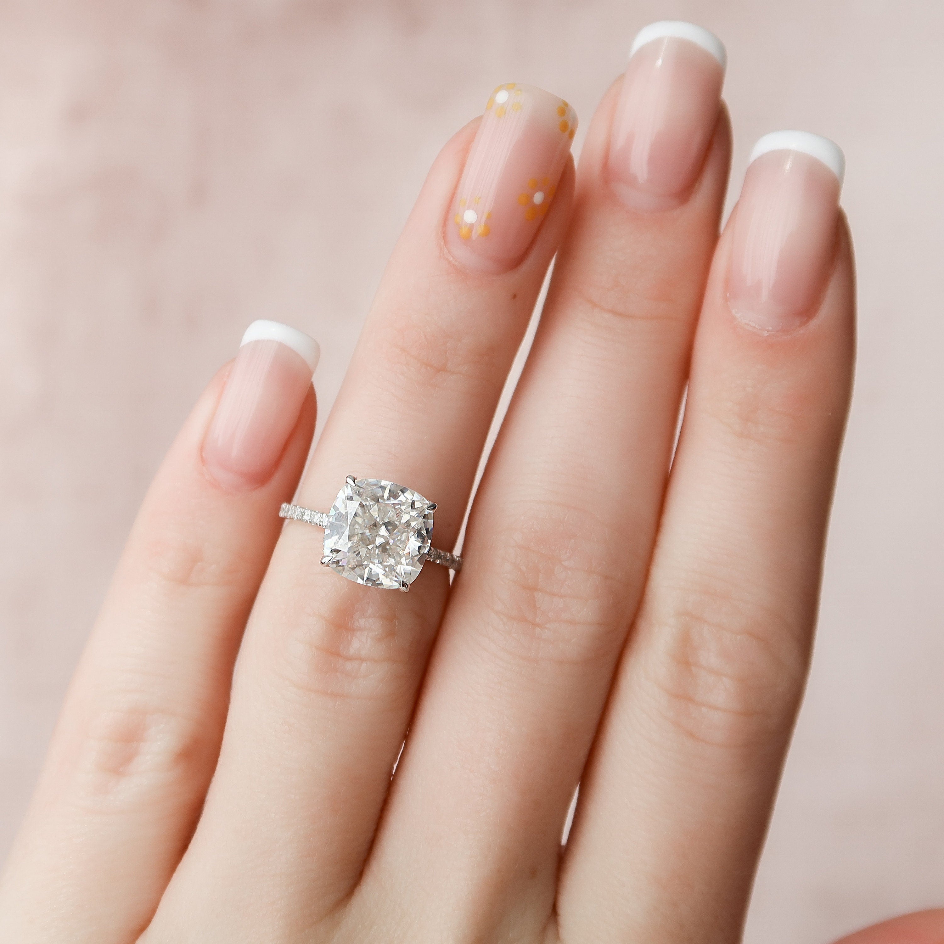 4.50 CT Cushion Moissanite Pave Engagement Ring
