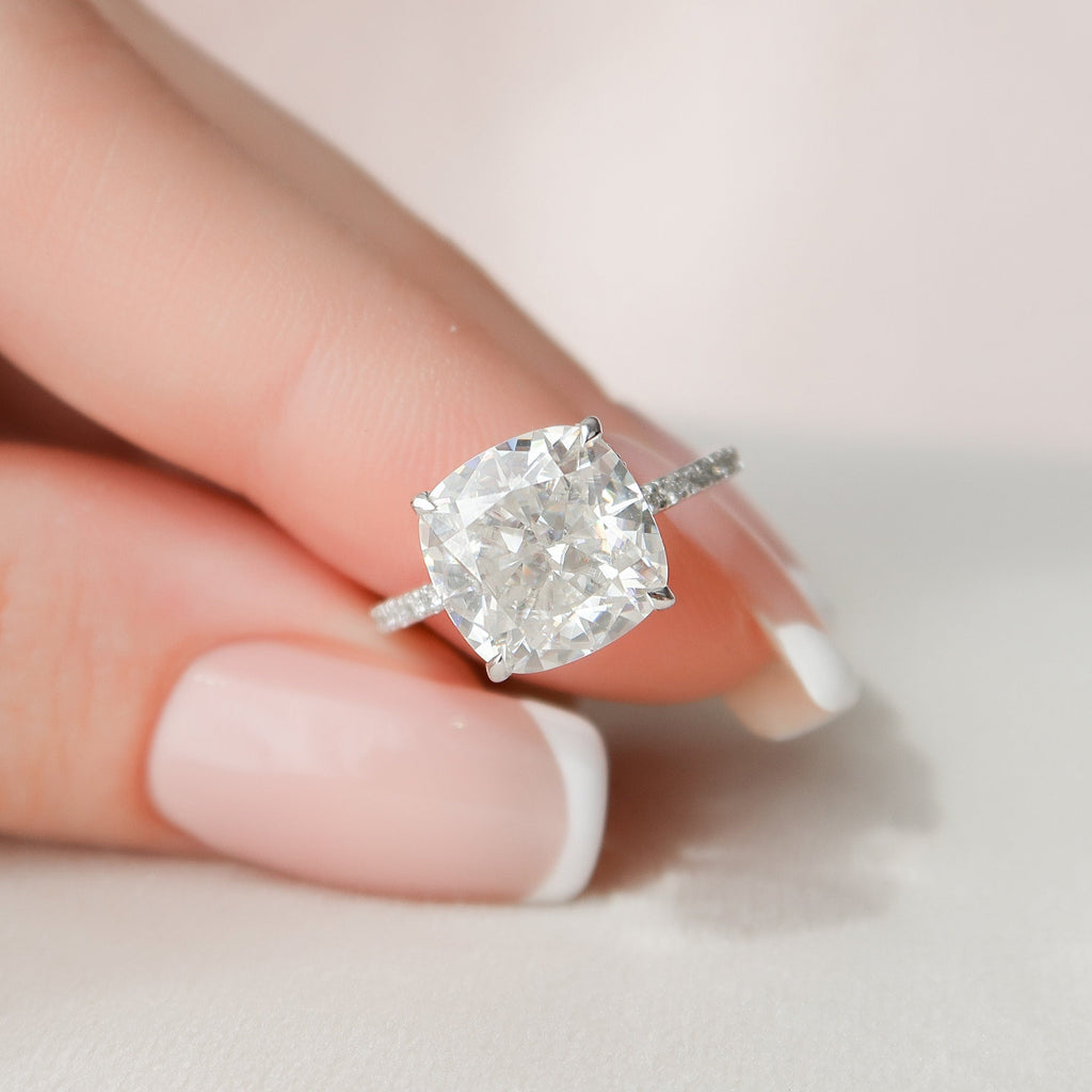 4.50 CT Cushion Moissanite Pave Engagement Ring