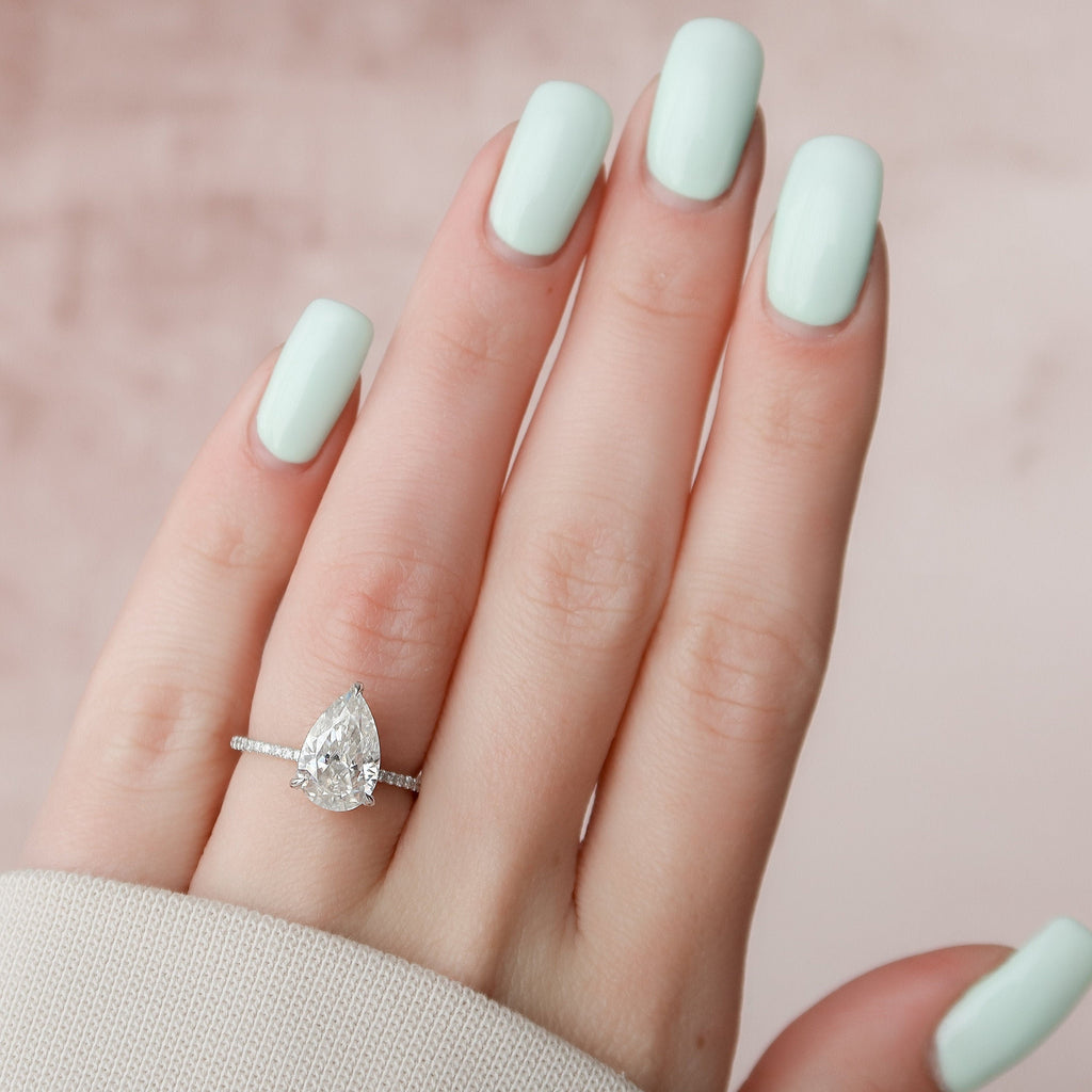 2.50 CT Pear Moissanite Pave Setting Engagement Ring