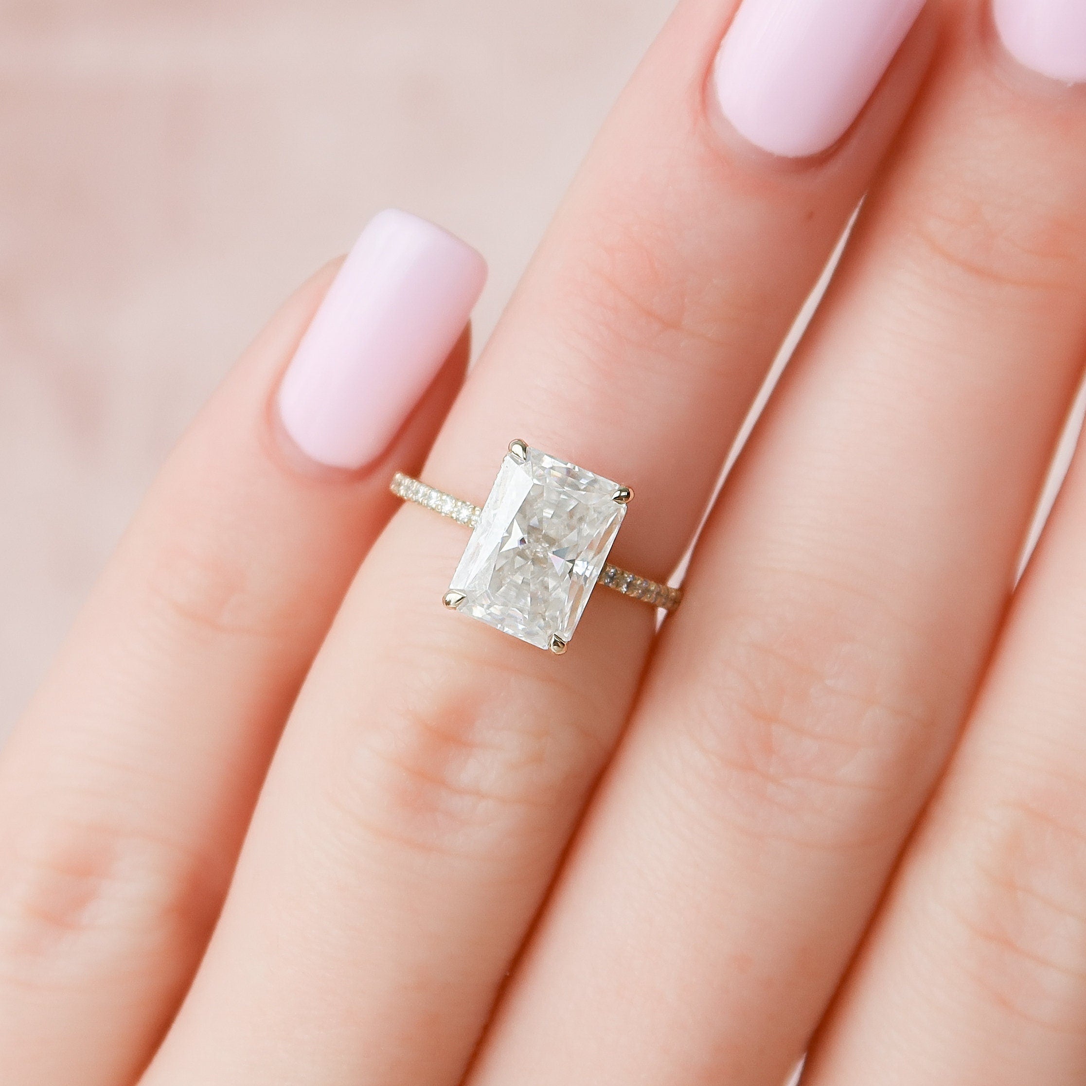 3.50 CT Radiant Cut Pave Moissanite Engagement Ring