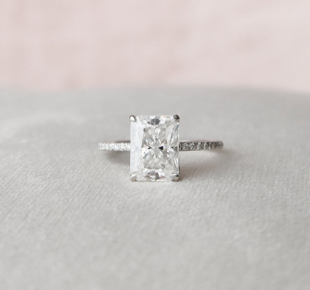 3.50 CT Radiant Cut Pave Moissanite Engagement Ring