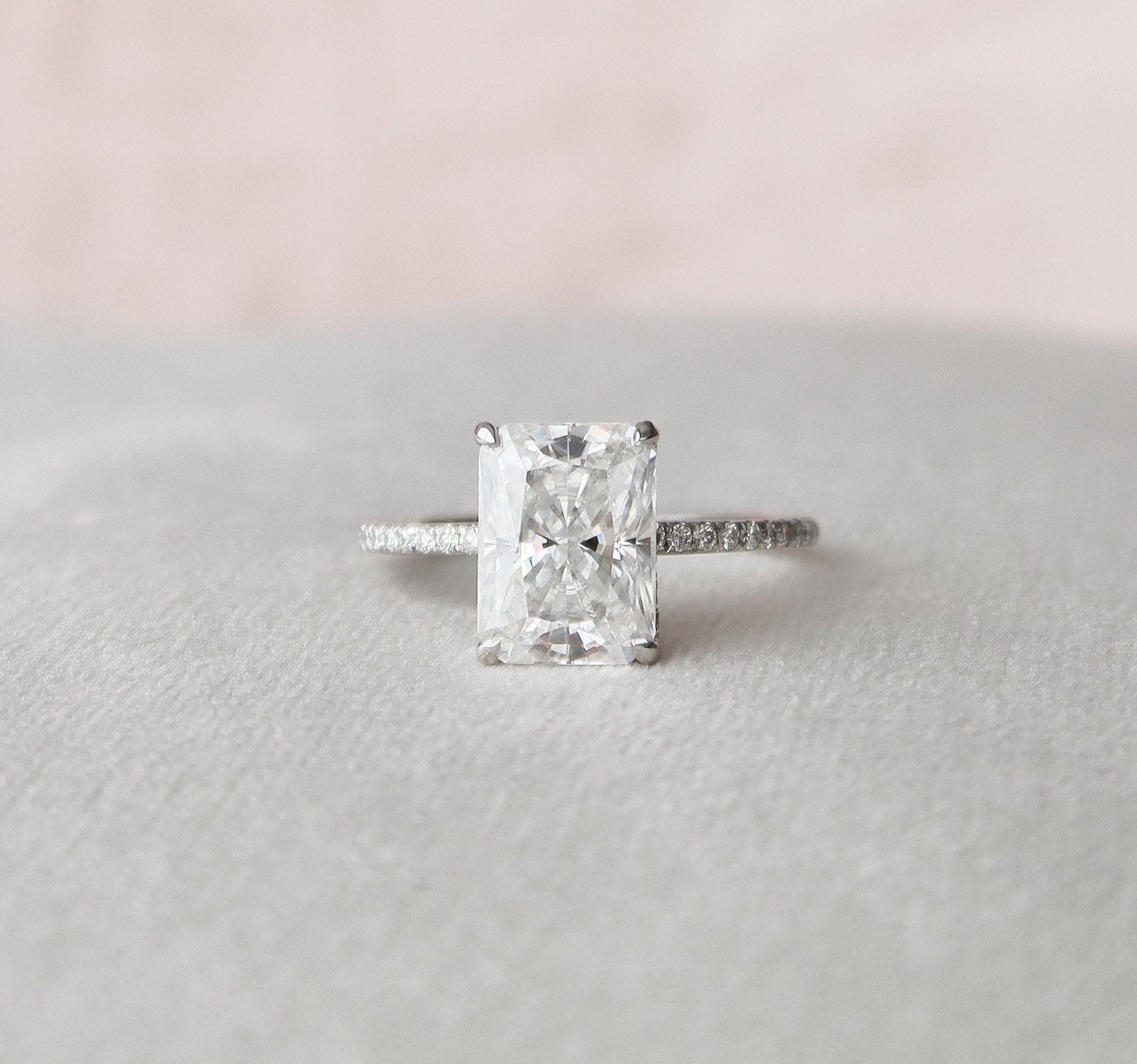 3.50 CT Radiant Cut Pave Moissanite Engagement Ring