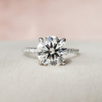 2.50 CT Round Moissanite Hidden Halo Engagement Ring