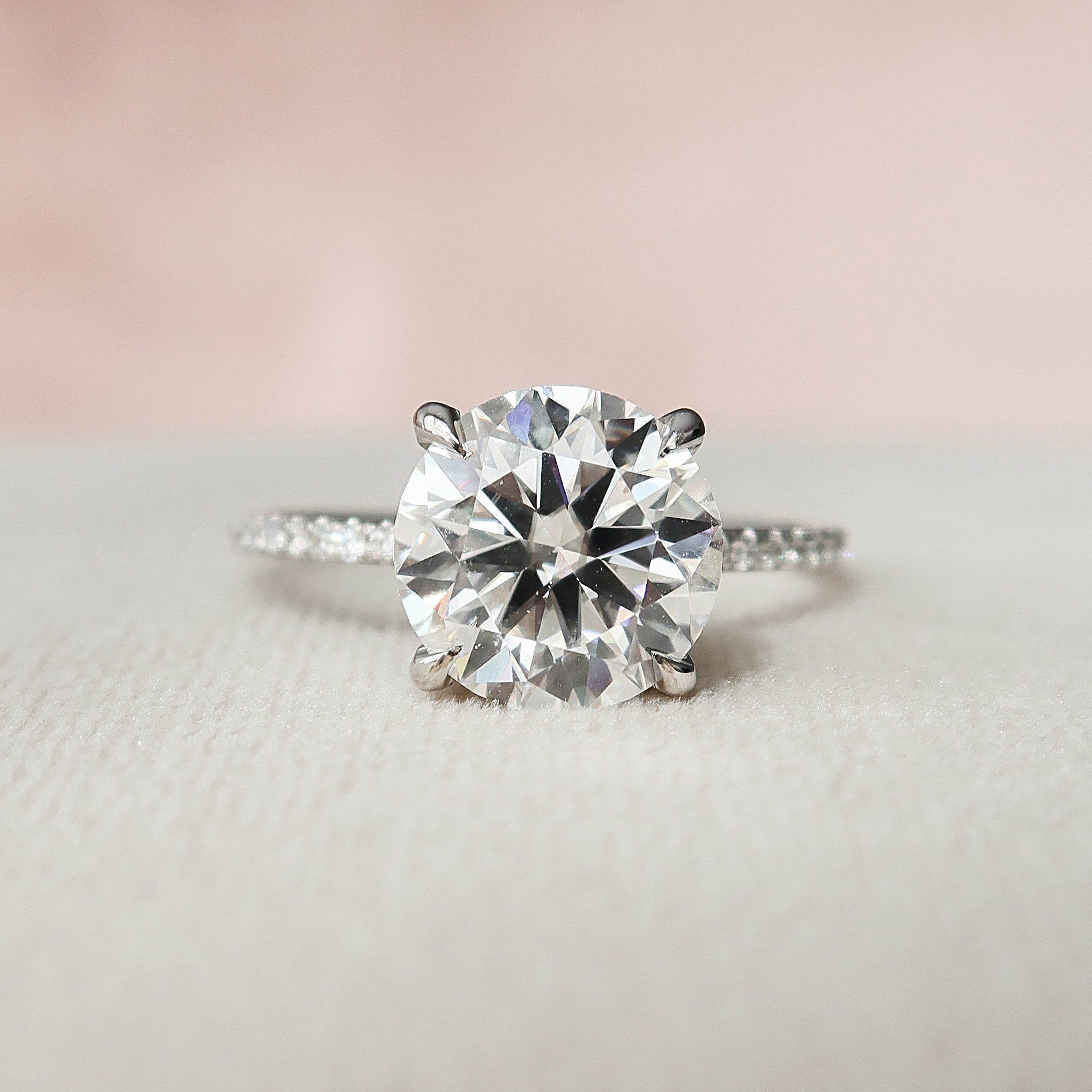 2.50 CT Round Moissanite Hidden Halo Engagement Ring