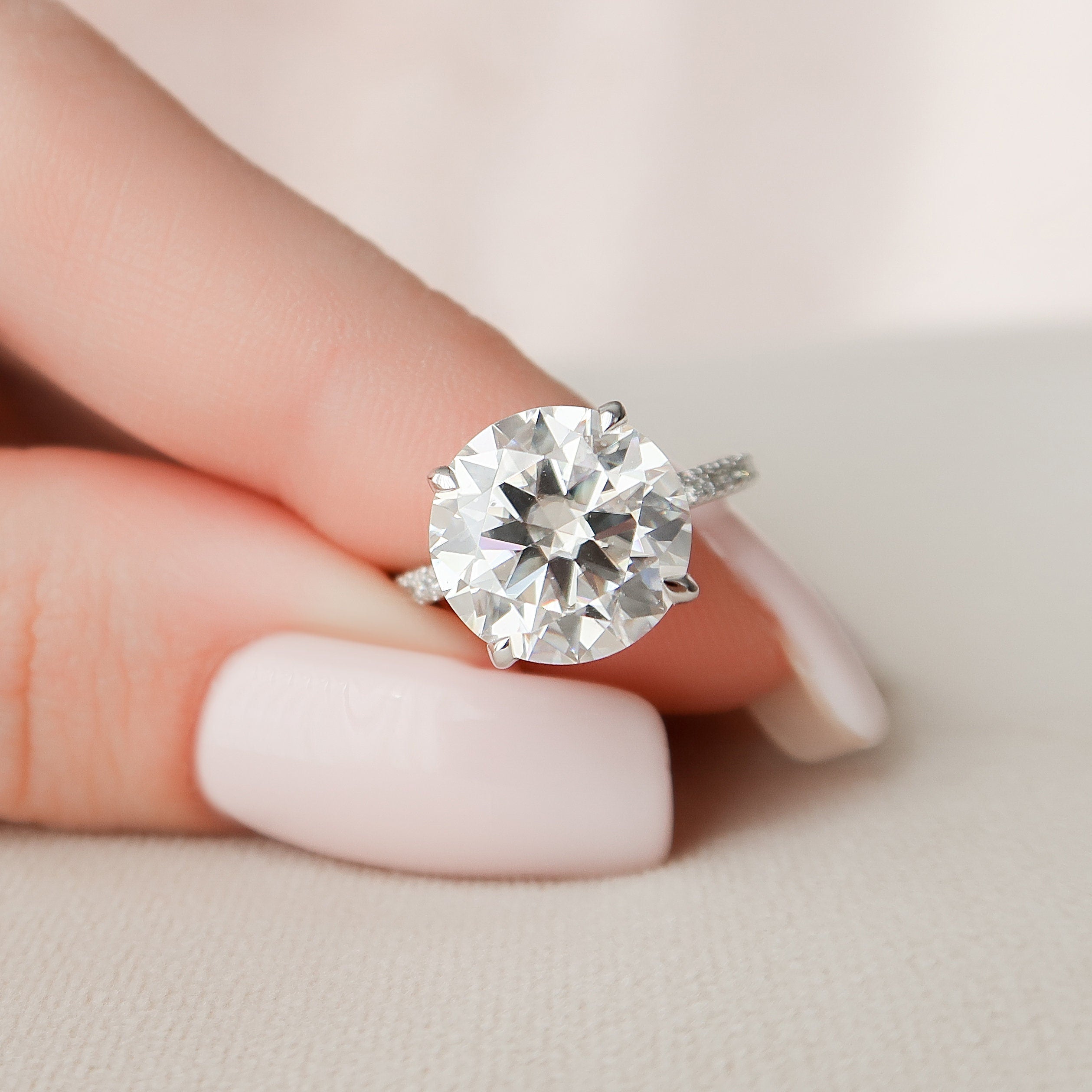 4.50 CT Round Moissanite Pave Setting Engagement Ring