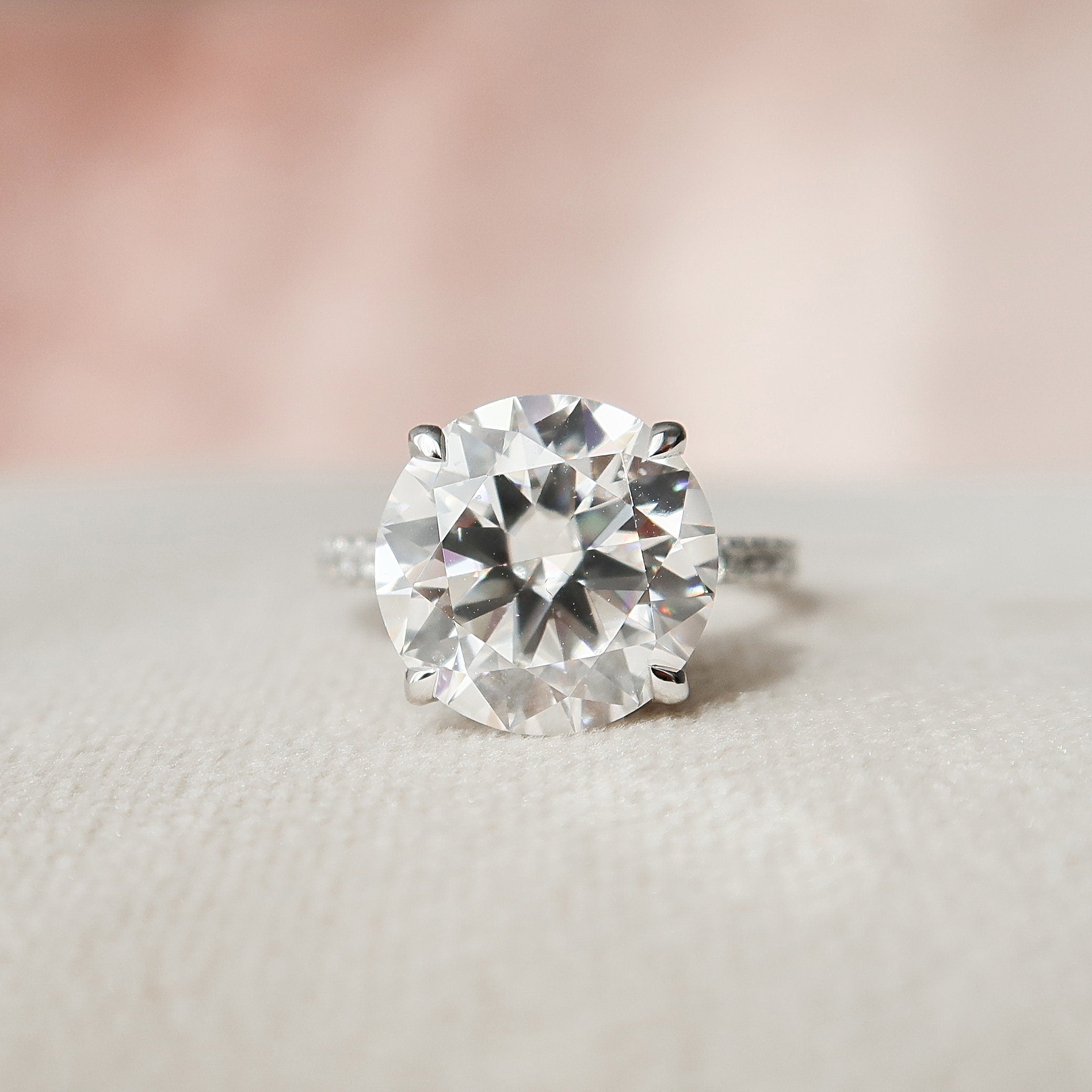 4.50 CT Round Moissanite Pave Setting Engagement Ring