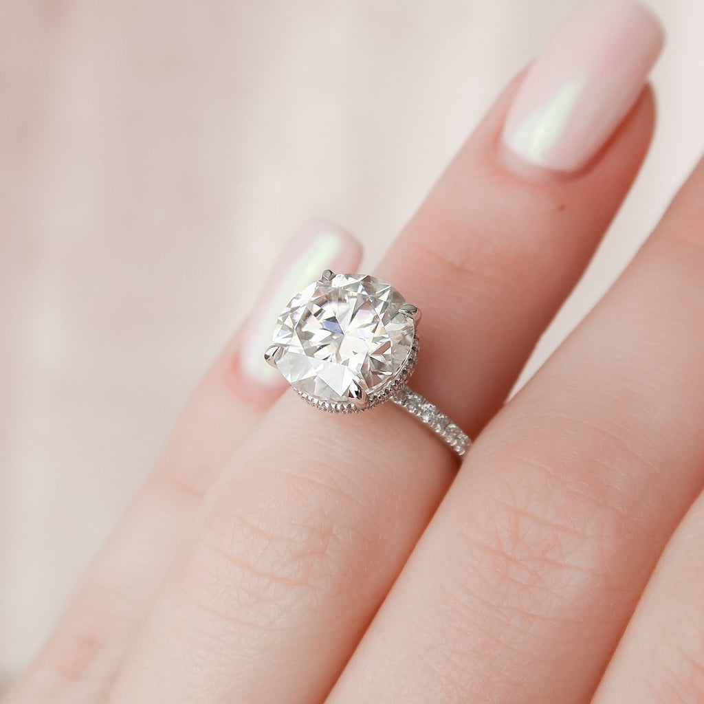 4.50 CT Round Moissanite Pave Setting Engagement Ring