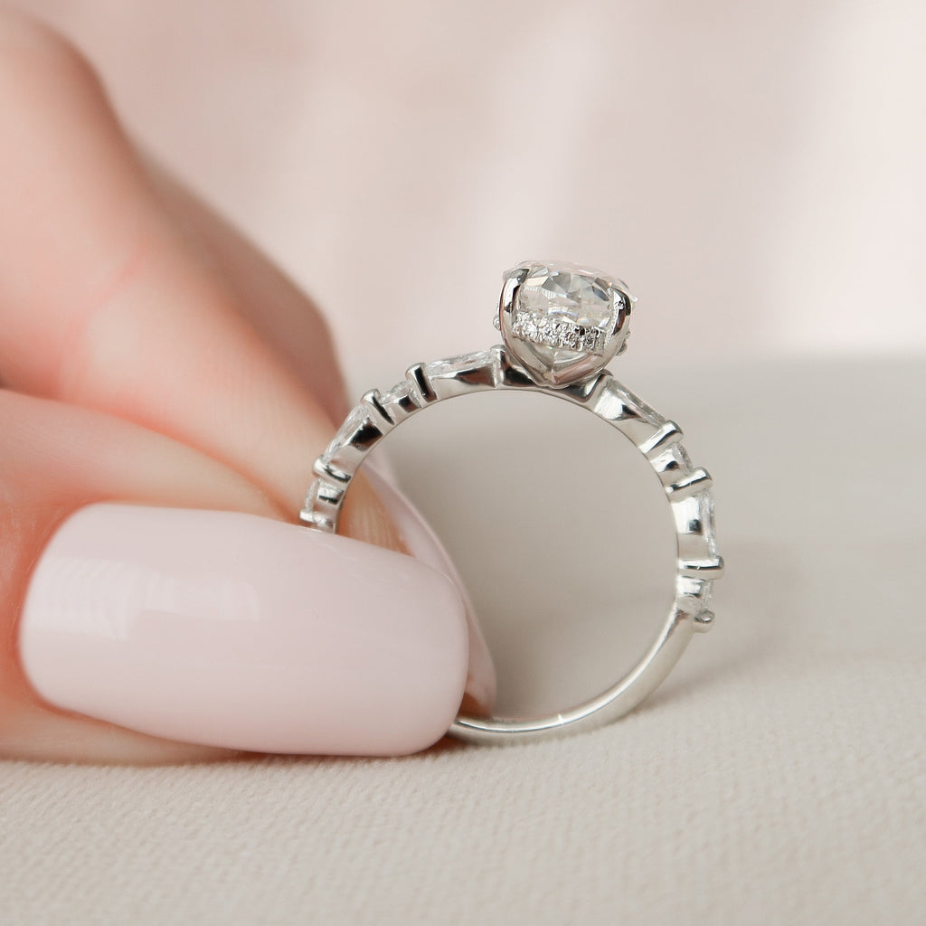 2.0 CT Oval Cut Moissanite Pave Engagement Ring