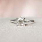1.0 CT Cushion Hidden Halo Style Moissanite Engagement Ring
