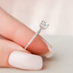 1.0 CT Cushion Hidden Halo Style Moissanite Engagement Ring