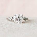 2.0 CT Round Cut Moissanite Cluster & Hidden Halo Engagement Ring