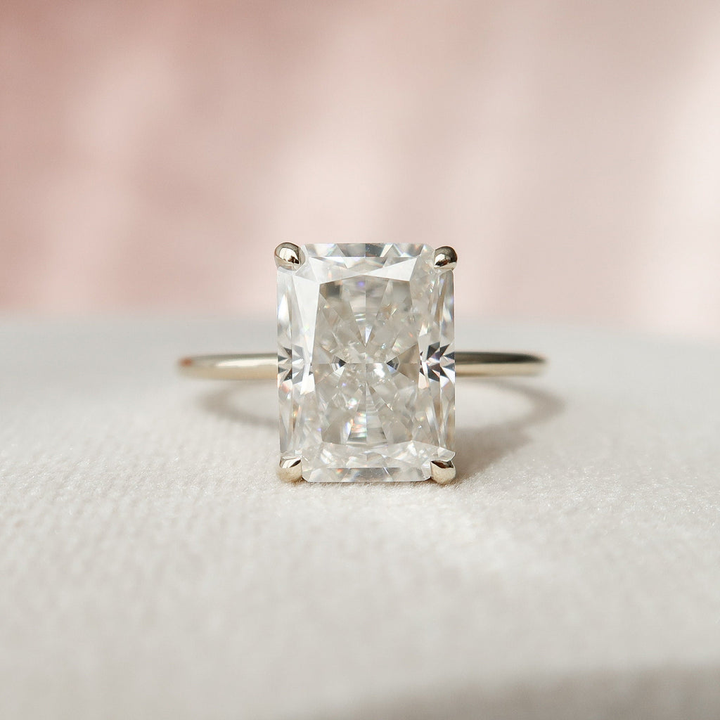 4.50 CT Radiant Moissanite Hidden Halo Setting Engagement Ring
