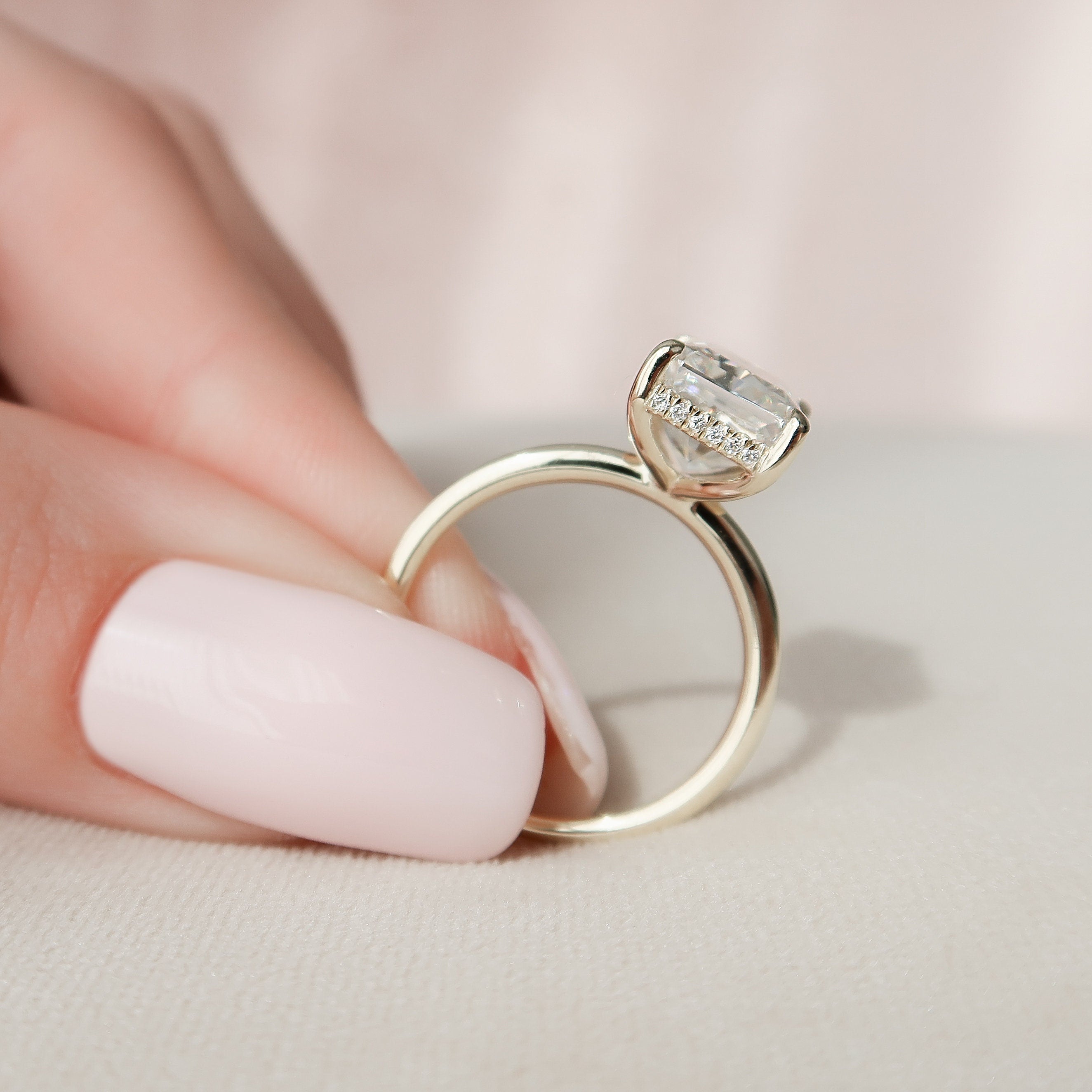 4.50 CT Radiant Moissanite Hidden Halo Setting Engagement Ring