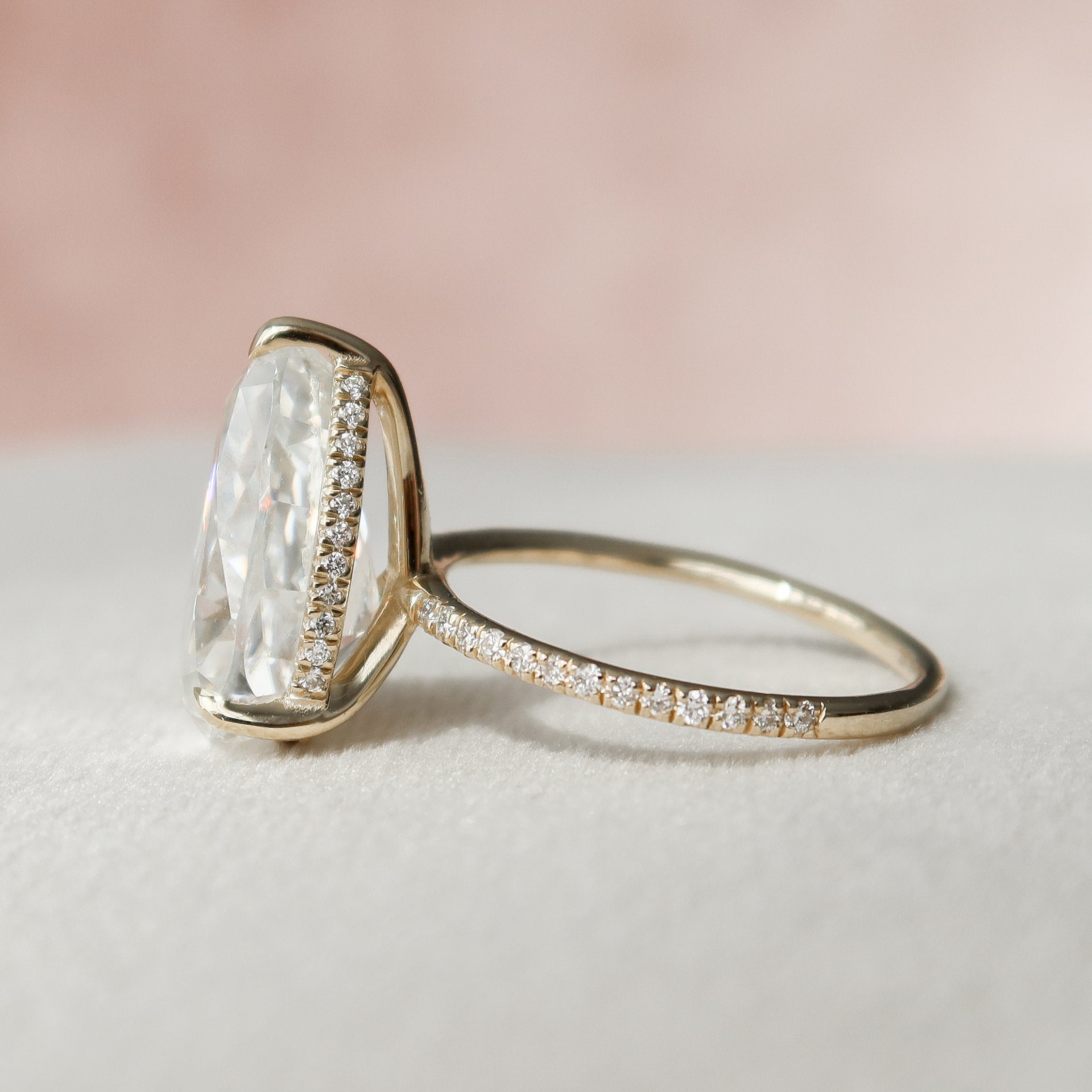 4.50 CT Pear Moissanite Pave Setting Engagement Ring
