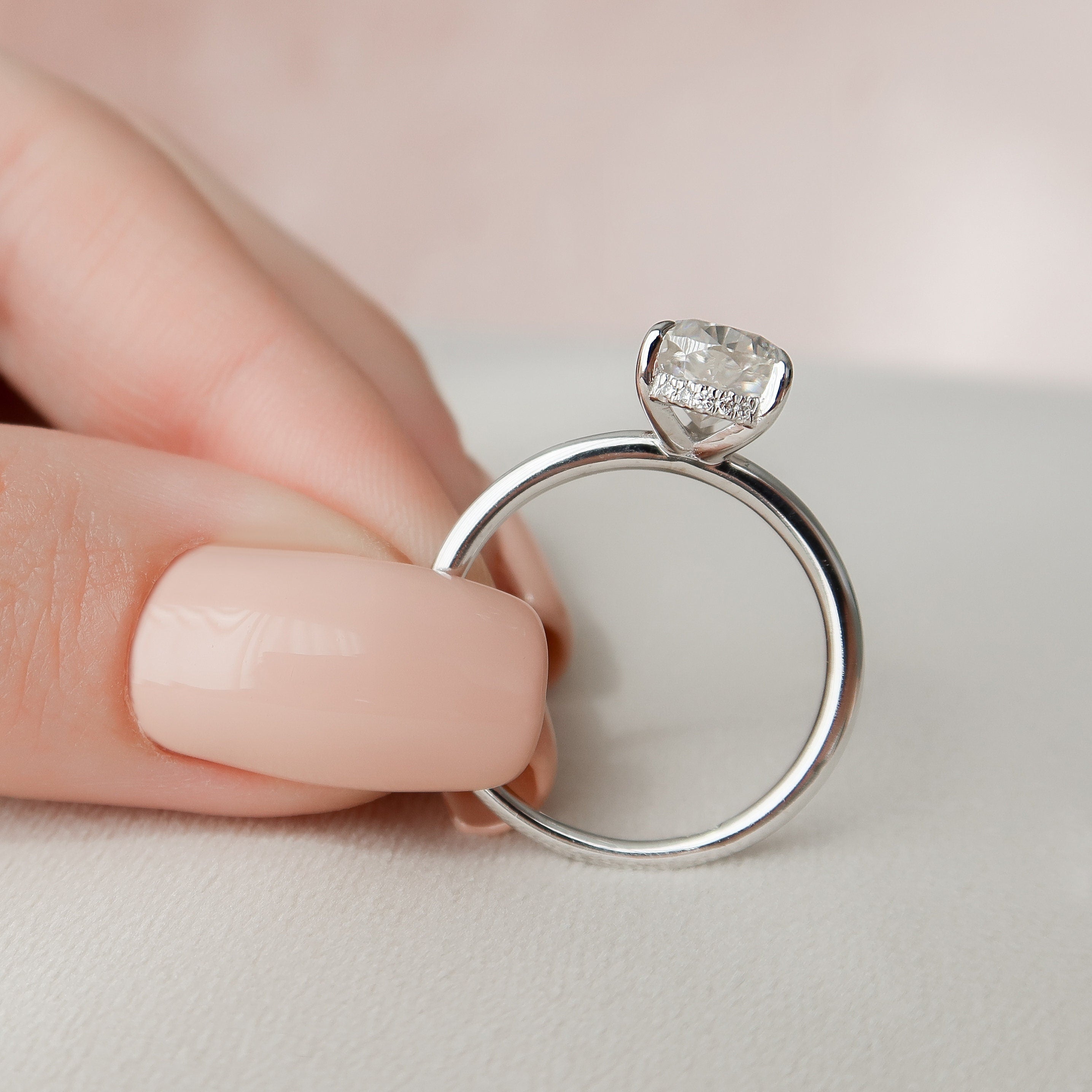 2.0 CT Pear Moissanite Hidden Halo Setting Engagement Ring