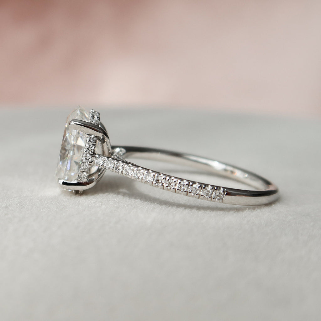 3.0 CT Oval Moissanite Pave Setting Engagement Ring