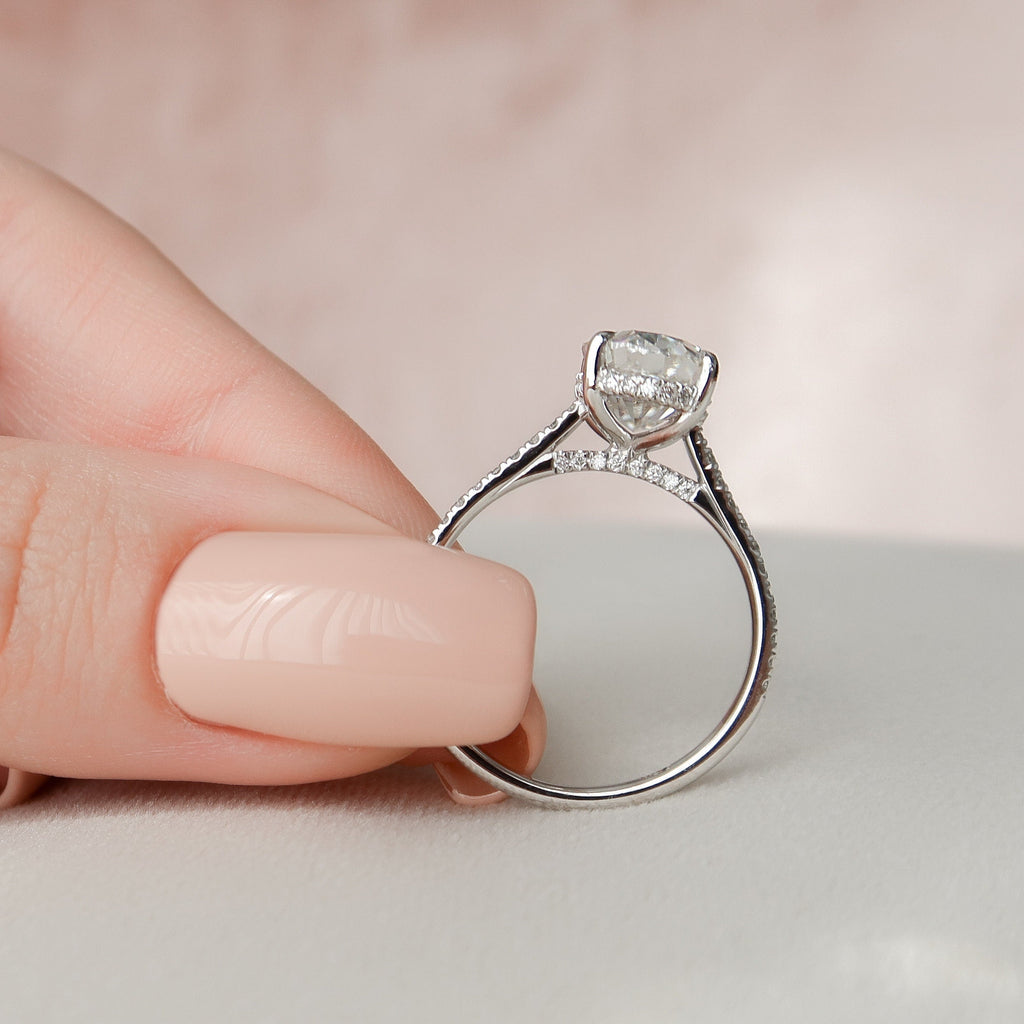 3.0 CT Oval Moissanite Pave Setting Engagement Ring