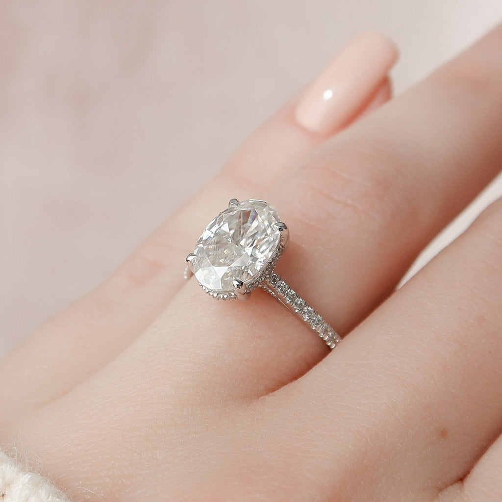 3.0 CT Oval Moissanite Pave Setting Engagement Ring