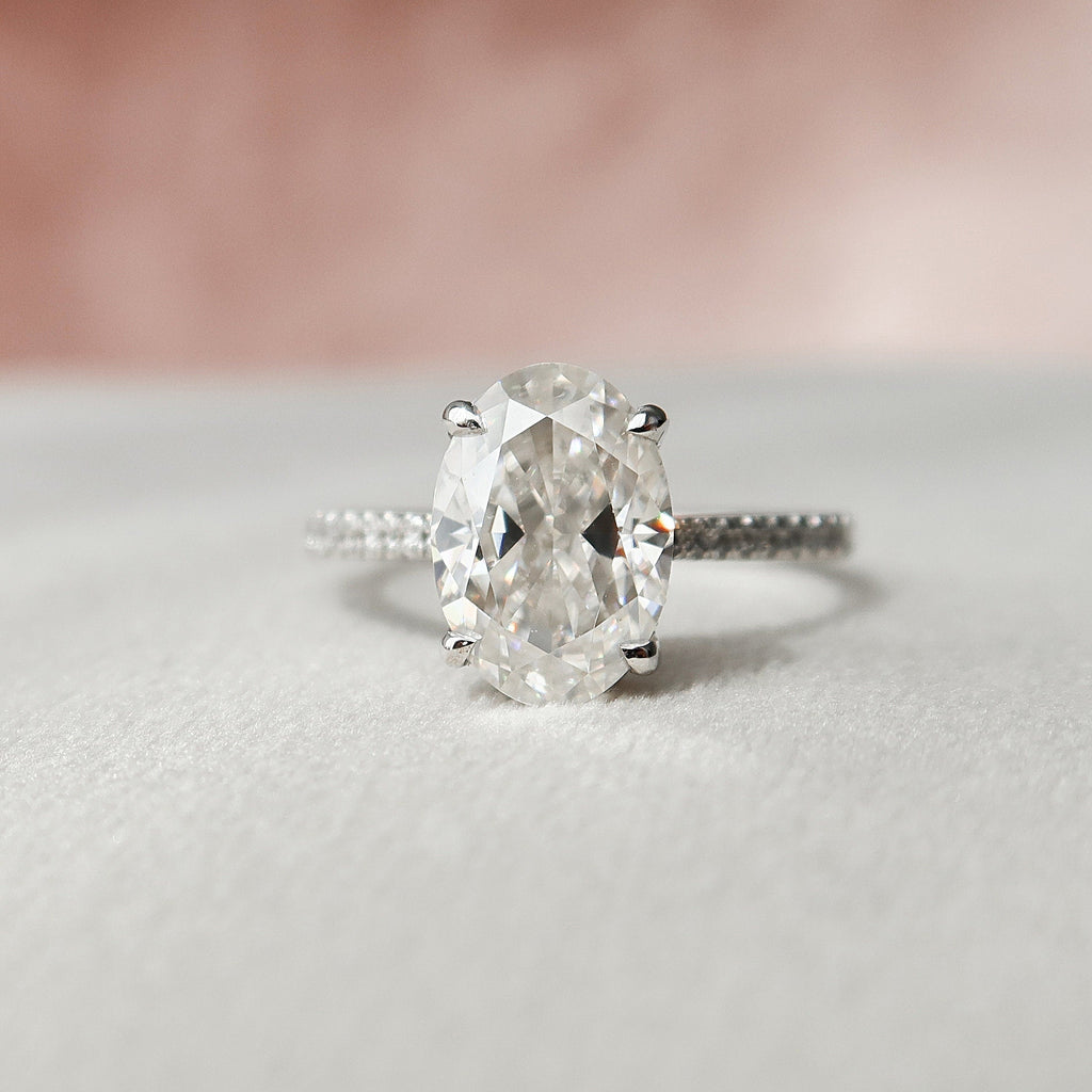 3.0 CT Oval Moissanite Pave Setting Engagement Ring